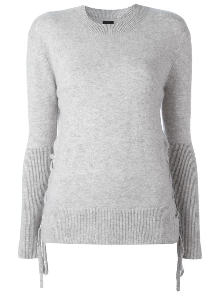 Rta Cashmere Lace Up Jumper - Grey