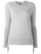 Rta Cashmere Lace Up Jumper - Grey