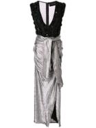 Christian Pellizzari Embellished Deep-neck Dress - Silver