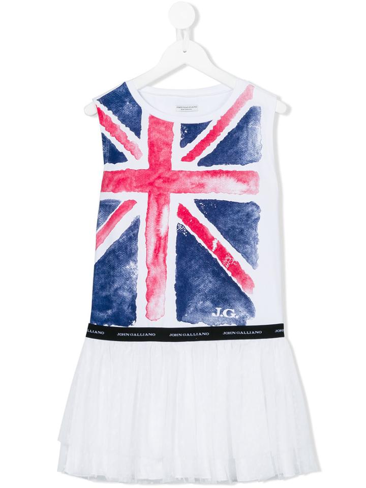 John Galliano Kids - Union Jack Tulle Dress - Kids - Cotton/polyester/spandex/elastane - 8 Yrs, White