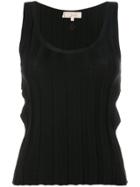 Romeo Gigli Vintage Lateral Cut Out Ribbed Top - Black