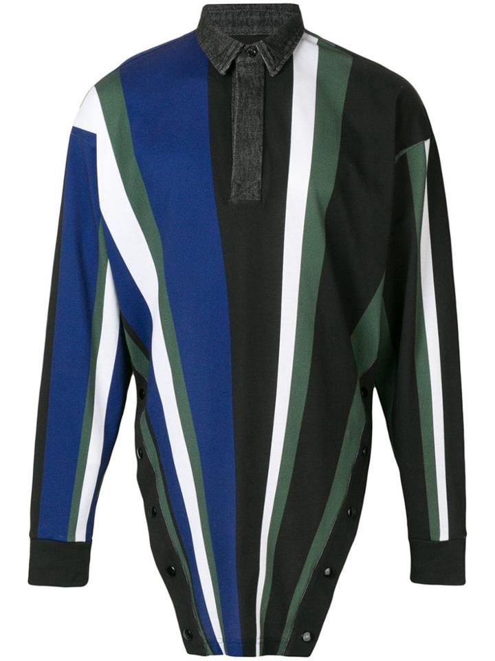 Diesel Red Tag Asymmetric Striped Shirt - Black