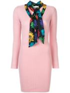 Moschino Scarf Detail Ribbed Mini Dress - Pink