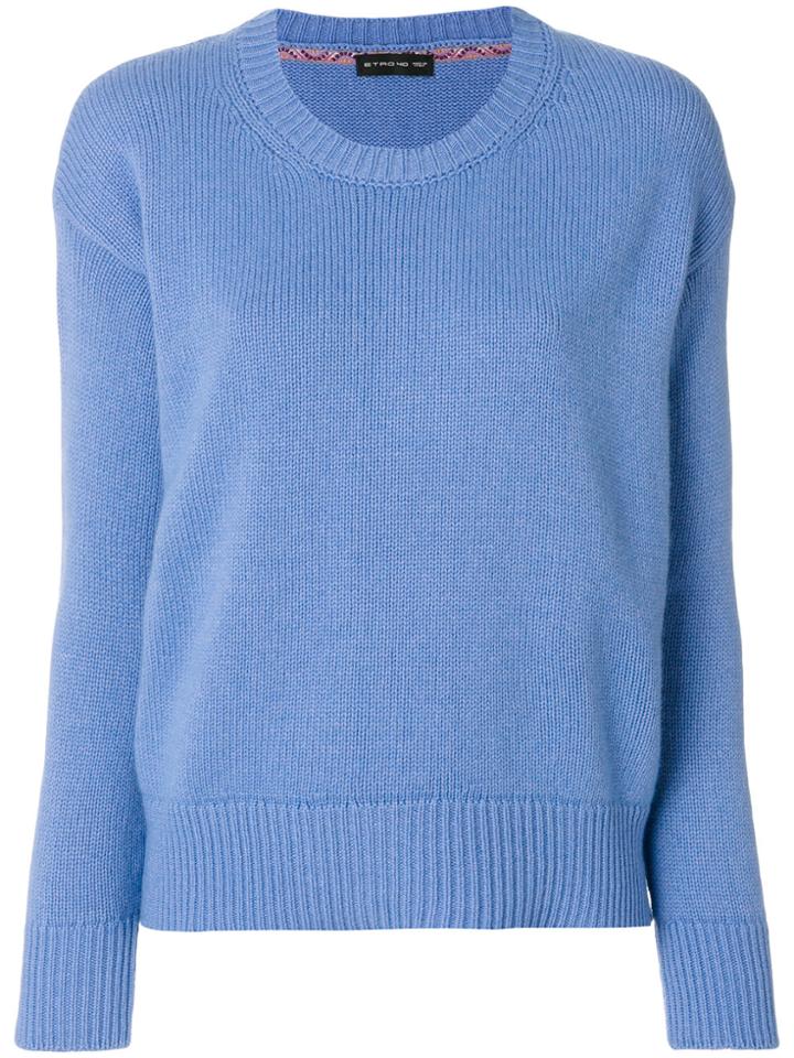 Etro Ribbed Detail Jumper - Blue