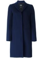Msgm Single-breasted Mid-length Coat, Women's, Size: 40, Blue, Wool/polyamide/viscose
