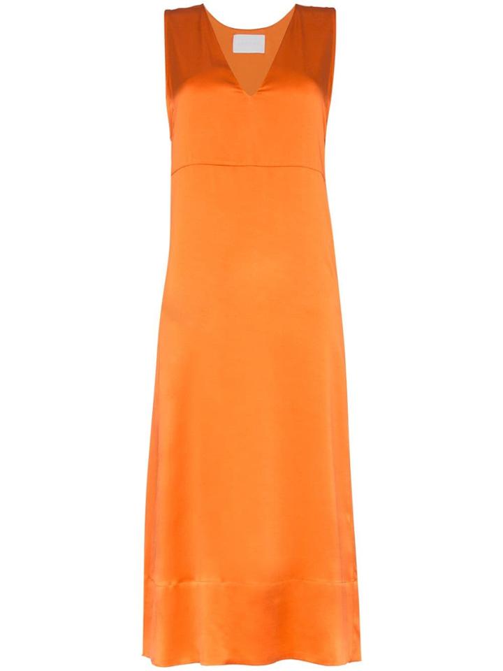 Asceno Silk Midi Slip Dress - Orange