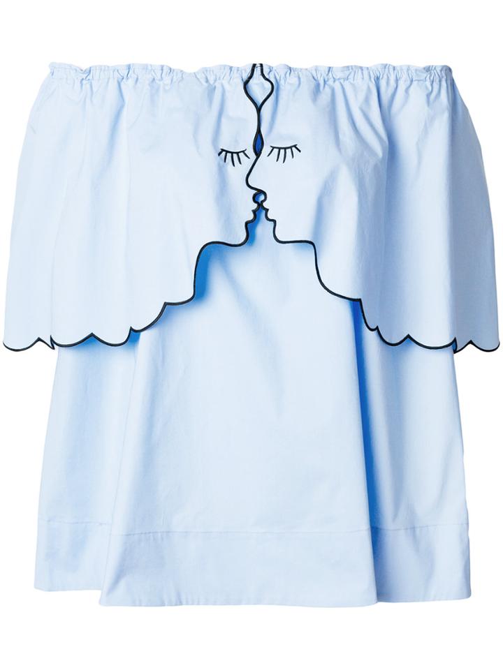 Vivetta Off-shoulder Flared Blouse - Blue