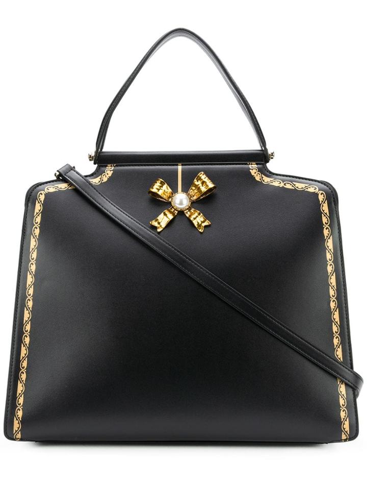 Tosca Blu Embellished Bow Large Tote - Black