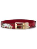 Dolce & Gabbana Daisy And Poppy Print Belt, Women's, Size: 95, Red, Lamb Skin