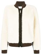 Chloé Shearling Bomber Jacket - White