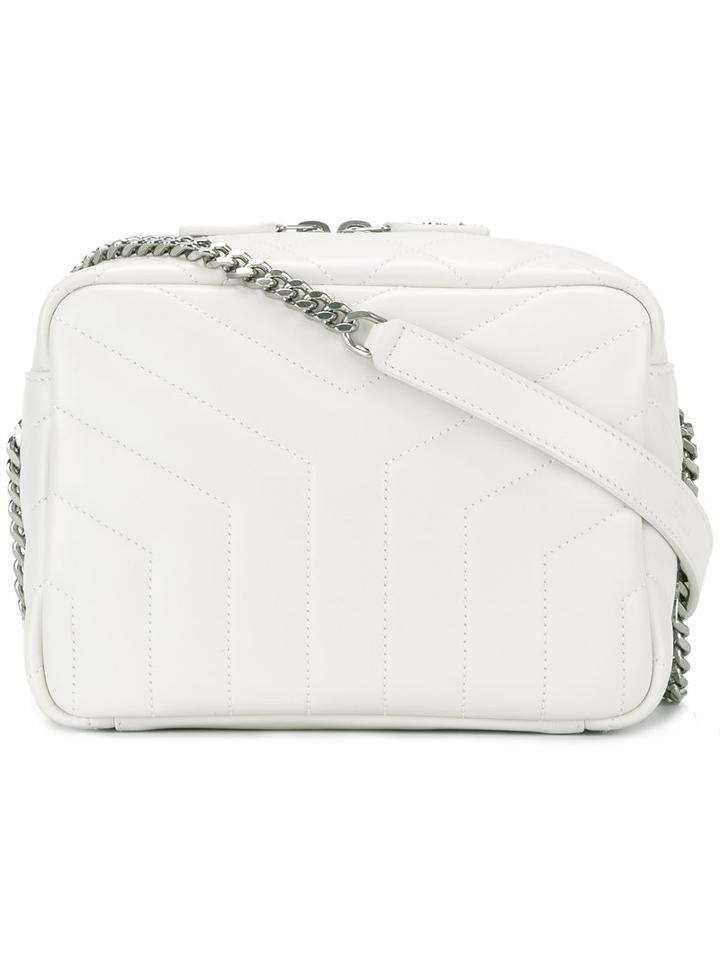 Saint Laurent Toy Monogram Bowling Bag, Women's, White, Leather