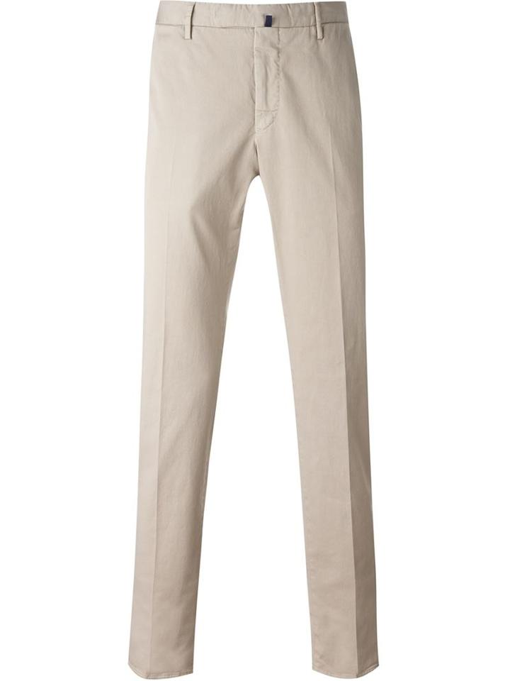 Incotex Front Pleat Trousers, Men's, Size: 54, Nude/neutrals, Cotton/spandex/elastane