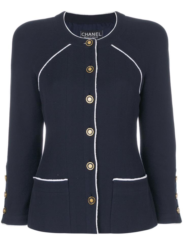 Chanel Vintage Button Up Jacket - Blue