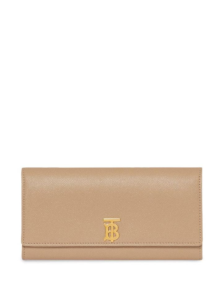 Burberry Monogram Motif Grainy Leather Continental Wallet - Neutrals