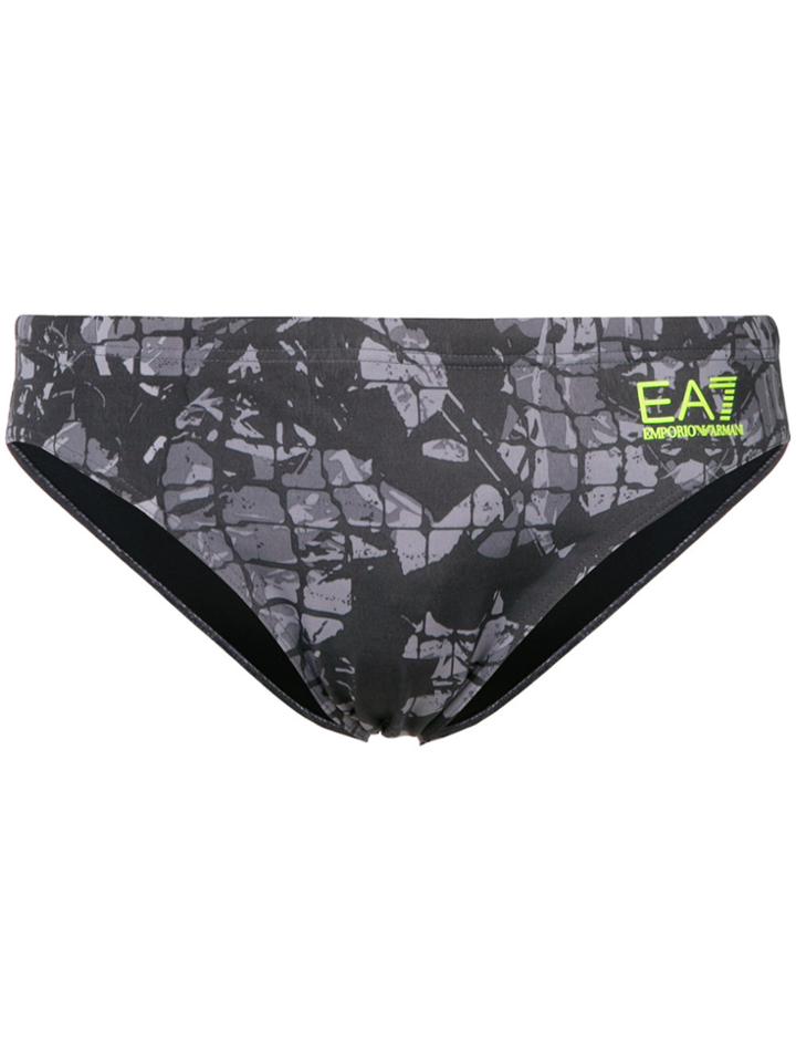Ea7 Emporio Armani Graphic Print Swim Briefs - Black