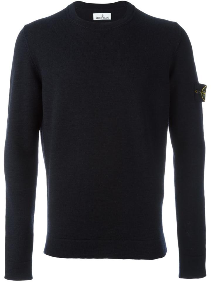 Stone Island Logo Patch Jumper, Men's, Size: Xxl, Black, Wool