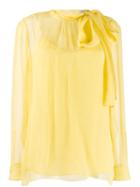 Valentino Pussy Bow Sheer Blouse - Yellow