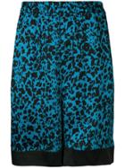 Laneus Leopard Print Shorts - Blue