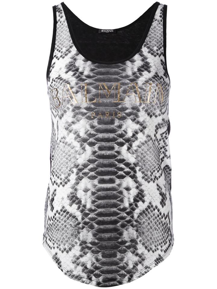 Balmain - Printed Vest - Women - Linen/flax - 38, Black, Linen/flax