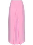 Marco De Vincenzo High Waist Pleated Silk Midi Skirt - Pink & Purple