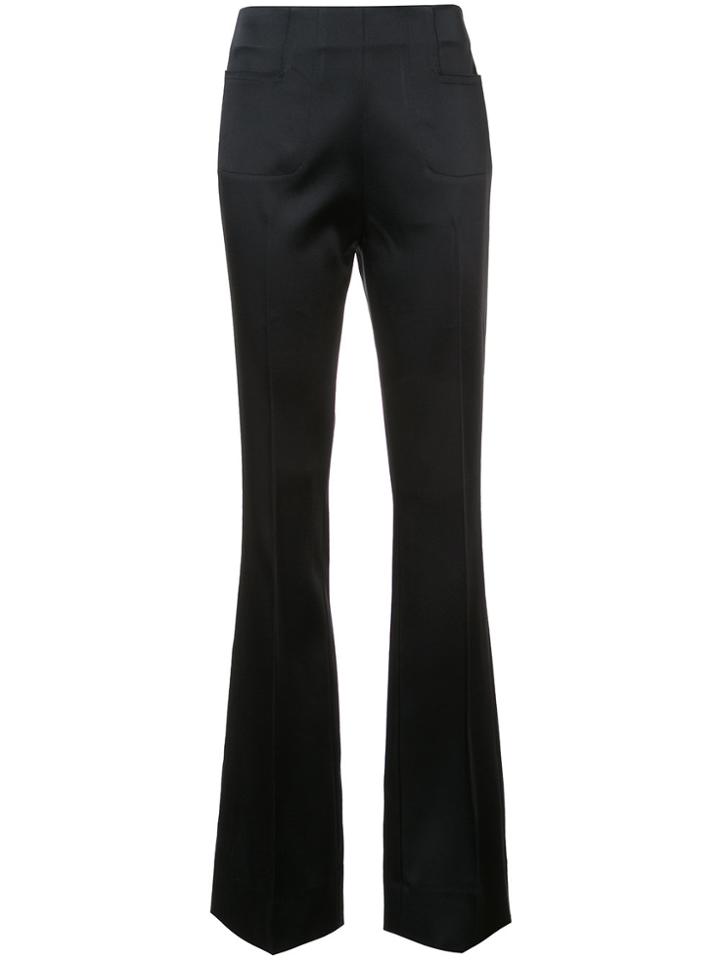 Roland Mouret Satin Flared Trousers - Black