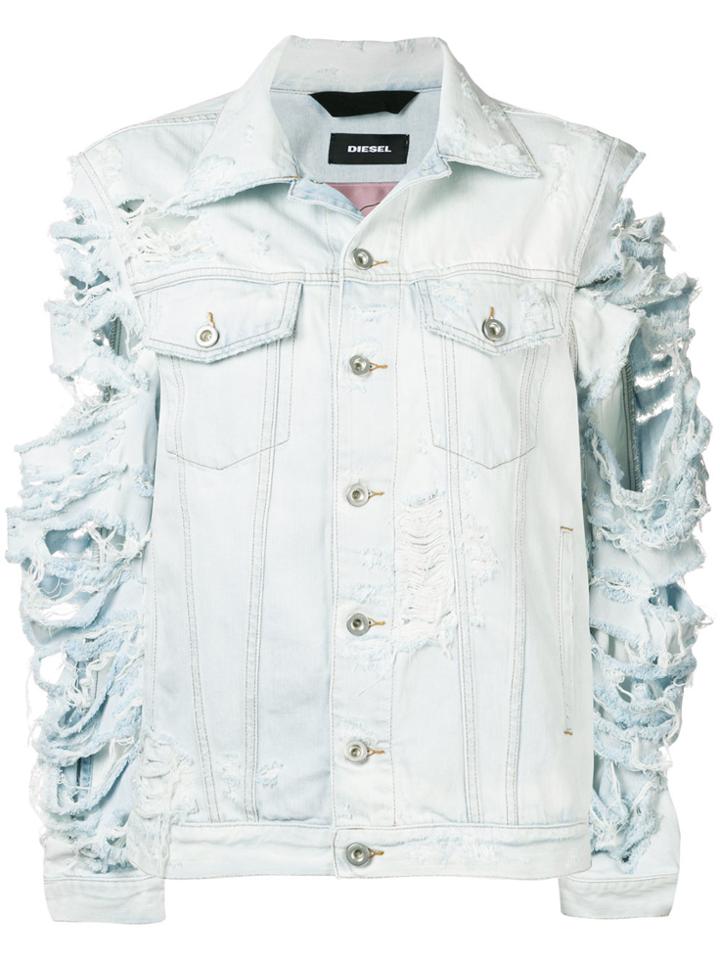 Diesel Devisty Distressed Denim Jacket - Blue