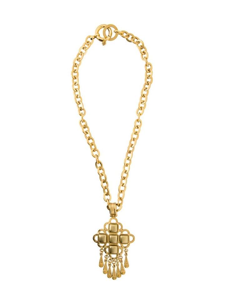 Chanel Pre-owned Fringed Pendant Necklace - Metallic