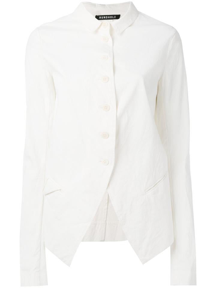 Rundholz - Curved Hem Jacket - Women - Cotton/spandex/elastane/viscose - Xs, White, Cotton/spandex/elastane/viscose