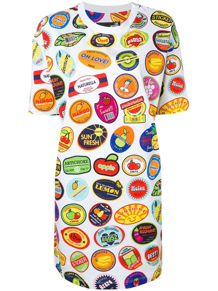Love Moschino Sticker Print T-shirt Dress - White