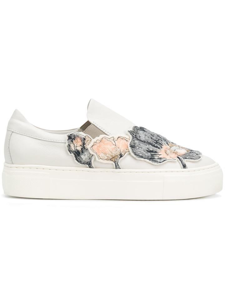 Agl Sequin Floral Appliquéd Sneakers - Nude & Neutrals