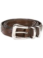 Brunello Cucinelli Interlaced Leather Belt, Men's, Size: 100, Brown, Leather