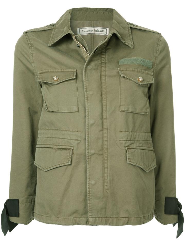 Tu Es Mon Trésor Ribbon Cuffs Field Jacket - Green