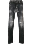 Frankie Morello Distressed Slim Fit Jeans - Black