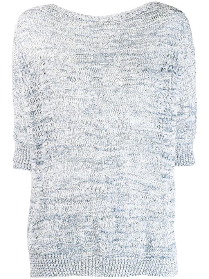 Lorena Antoniazzi Knitted 3/4 Sleeves Top - Blue