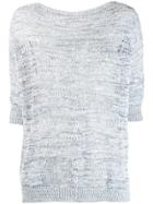 Lorena Antoniazzi Knitted 3/4 Sleeves Top - Blue