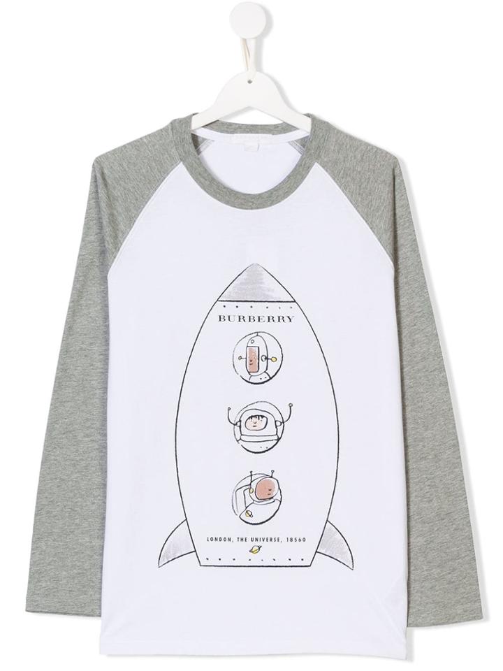 Burberry Kids Teen Rocket Launch Print Top - White