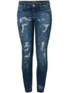 Dolce & Gabbana Ripped Jeans, Women's, Size: 40, Blue, Cotton/spandex/elastane/calf Leather