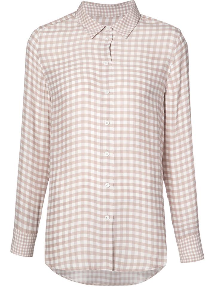 Equipment Checked Print Shirt, Women's, Size: Medium, Nude/neutrals, Silk