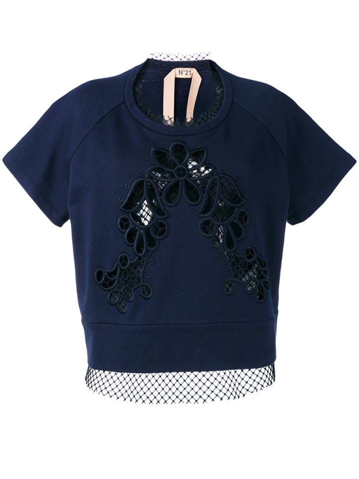 No21 Cut Out Netting Detail Sweatshirt - Blue