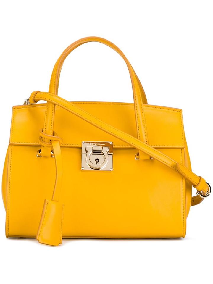 Salvatore Ferragamo Mini 'mara' Tote, Women's, Yellow/orange