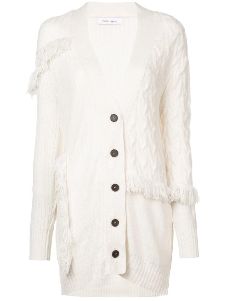 Prabal Gurung Fringed Oversized Cardigan - White