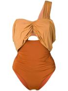 Self-portrait Gathered Bikini Top - Brown