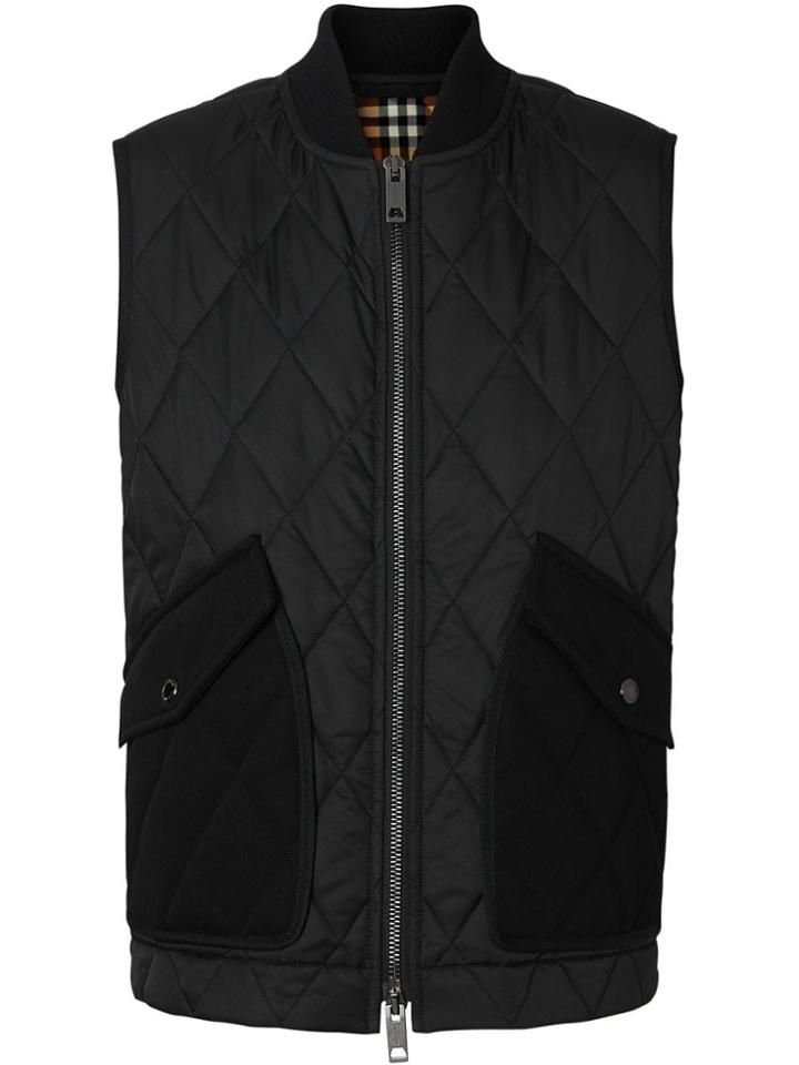 Burberry Monogram Motif Diamond Quilted Gilet - Black