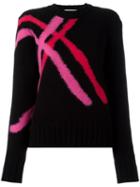 Msgm Striped Intarsia Jumper, Women's, Size: Xs, Black, Polyamide/wool