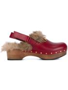 Gucci Red Fur Lined Amstel Clogs