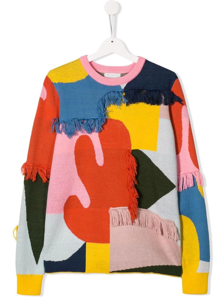 Stella Mccartney Kids Teen Colour Block Intarsia Jumper - Yellow