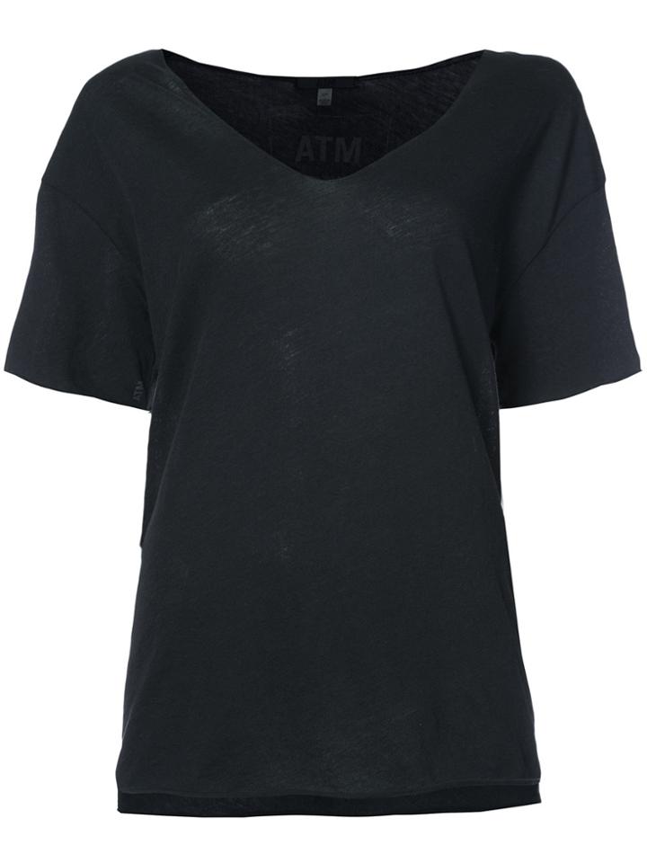 Atm Anthony Thomas Melillo Vintage Jersey V- Neck Tee - Black