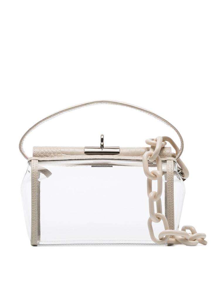 Gu De White Water Leather And Pvc Shoulder Bag