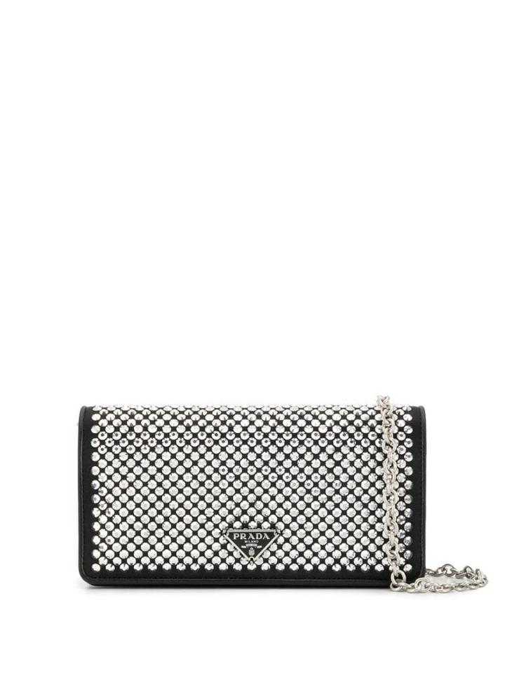Prada Crystal Embellished Wallet On Chain - Metallic