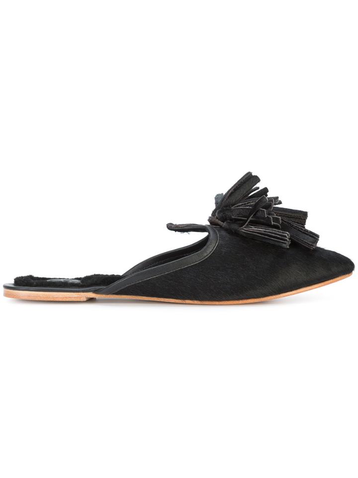Figue Fringed Mules - Black